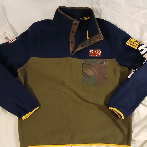 Polo Ralph Lauren Navy and Olive Pullover - Picture 1 of 7